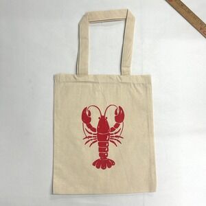 Lobster Canvas Tote Bag Natural Cotton Coastal Beach Market Reusable Shopper